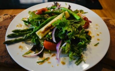 Asparagus Summer Salad and Grilled Vegan Halloumi