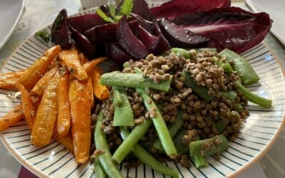 Honey Roasted Beetroot and Carrots, Lentils with French Beans and Radicchio