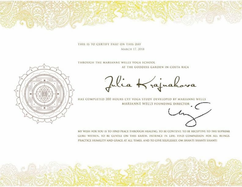 200 Hours Certificate