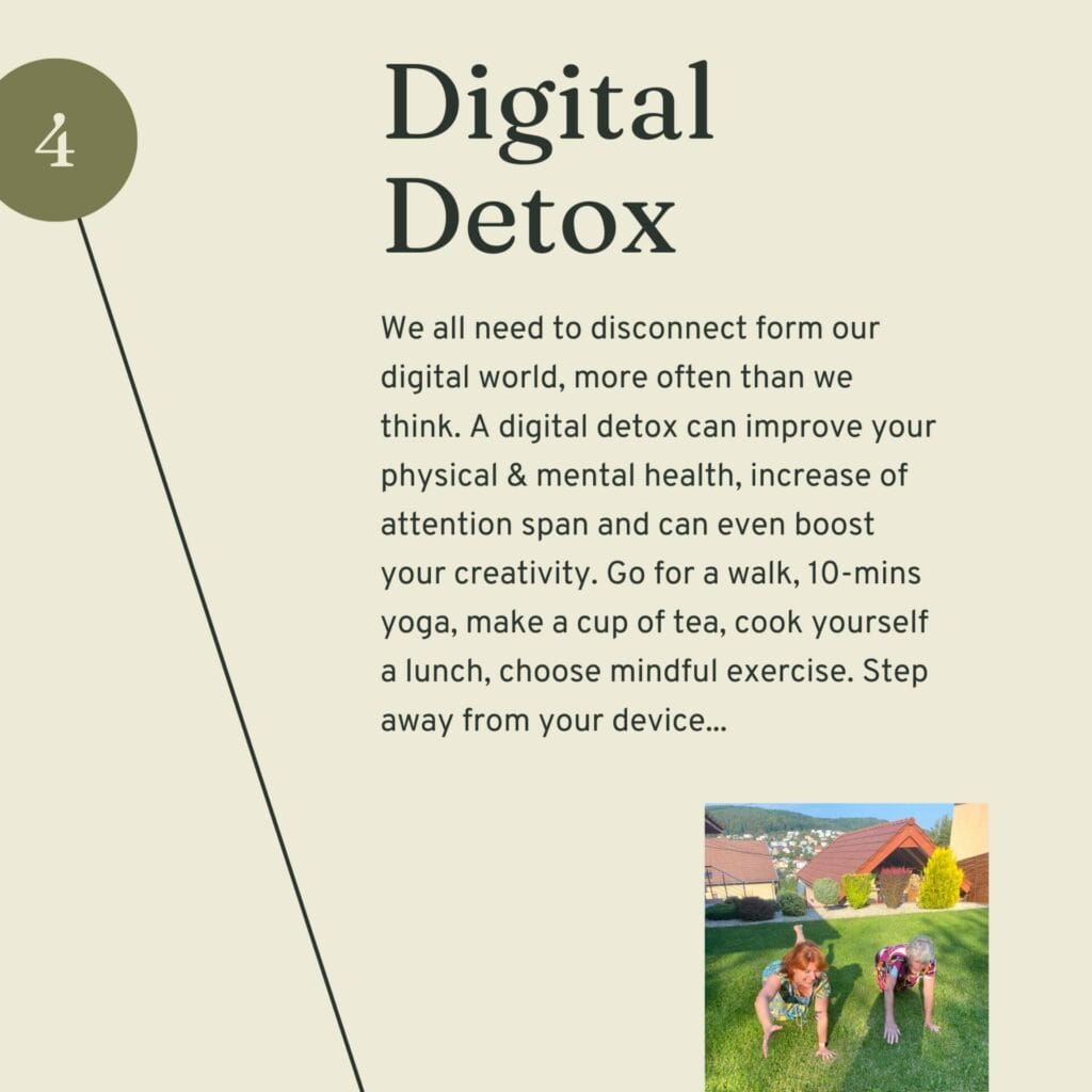 A digital detox page promoting wellbeing with tips for supporting oneself in autumn.
