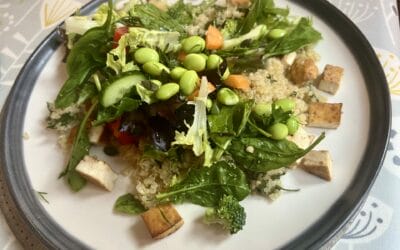 Gut-Healthy Summer Salad with Edamame, Quinoa and Grilled Tofu