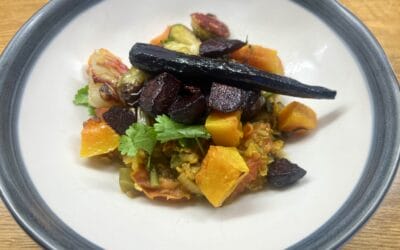 Autumn Harvest Bowl with Roasted Roots, Warming Red Lentil Dhal