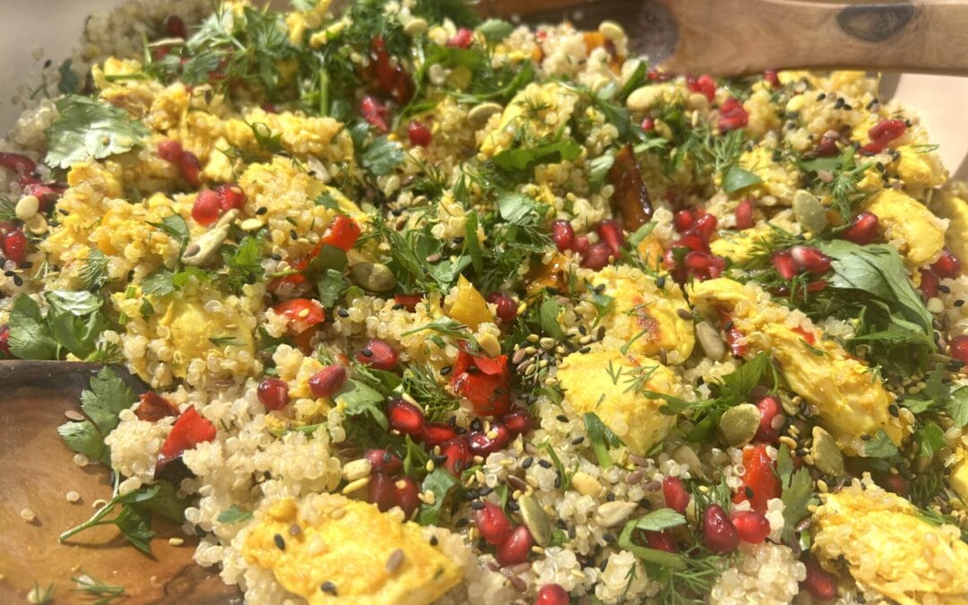 Glutamine-Rich Chicken Bowl for Gut Healing with Turmeric, Ginger & Quinoa